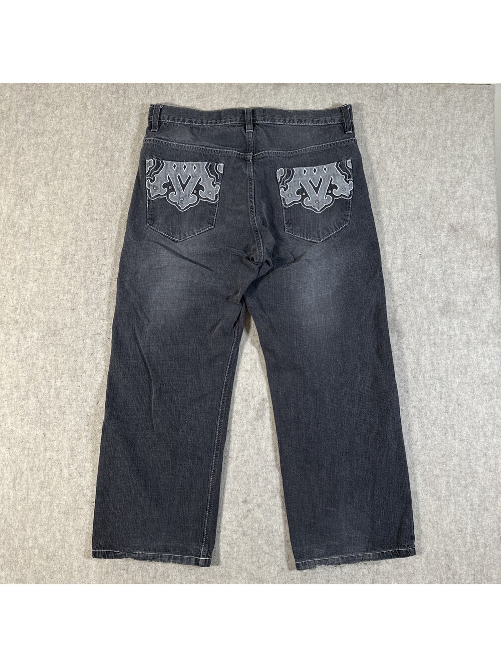 Vintage AVIREX Jeans Mens 38x30 Grey Baggy Wide Leg Loose Fit Hip Hop Y2K Skater